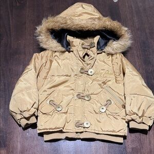 Kids Baby Phat Tan Hooded Jacket with Faux Fur Trim